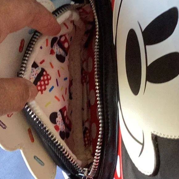 Loungefly Minnie Mouse Backpack Black and Red with Ears and Bow - Picture 8 of 16